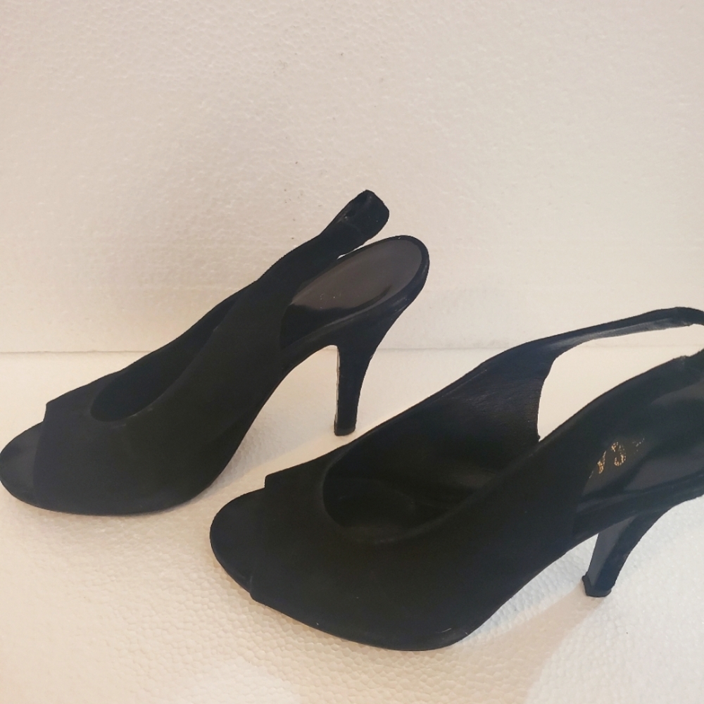 Delman Suede Black Open toe Sling